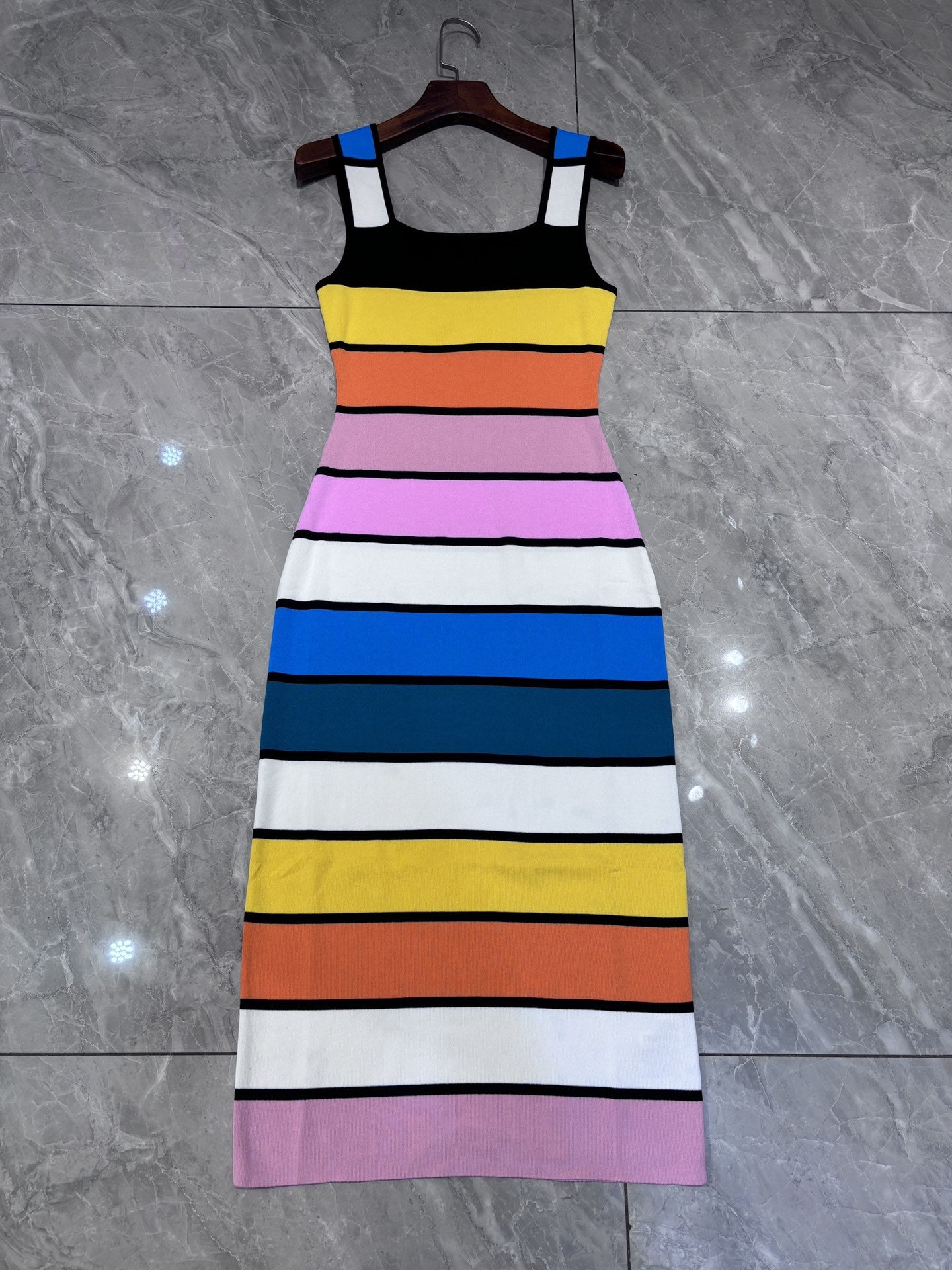 Pre Order:  Striped Multicolor Knitted Midi Dress