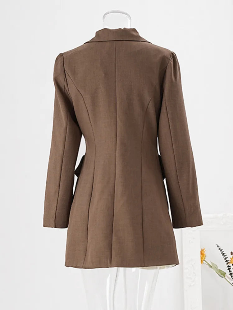 Pre Order:  Slanted Collar Overlapping Color Block Coat