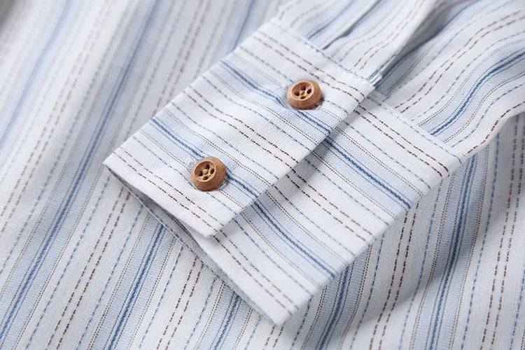 Notched Collar Stripes Shirt