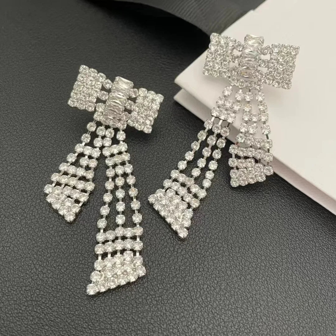 Pre Order:  Retro Bow Zircon Earrings