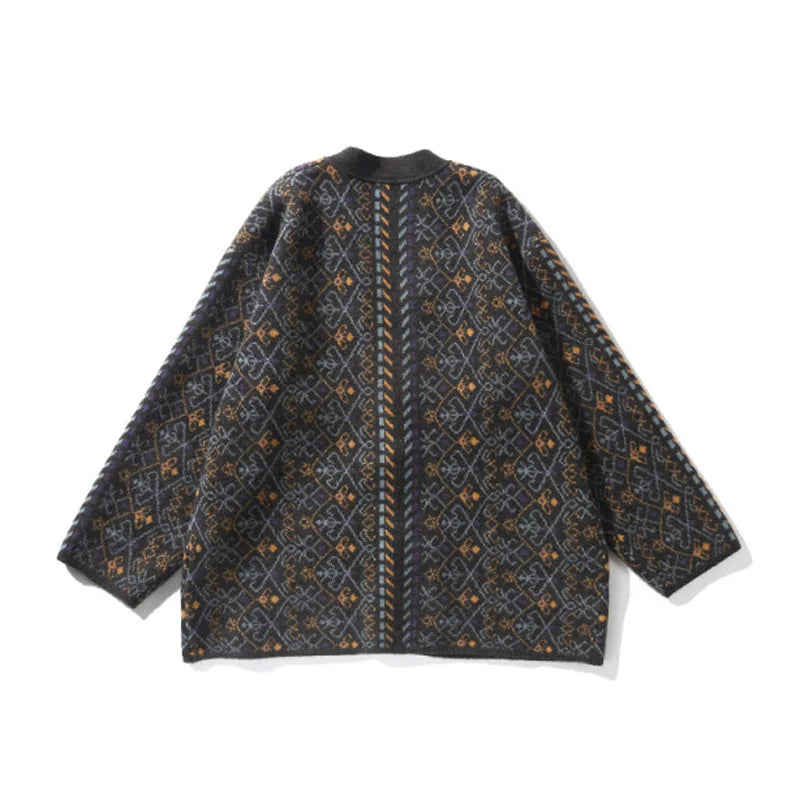 Pre Order:  Japanese Style Jacquard Knit Cardigan