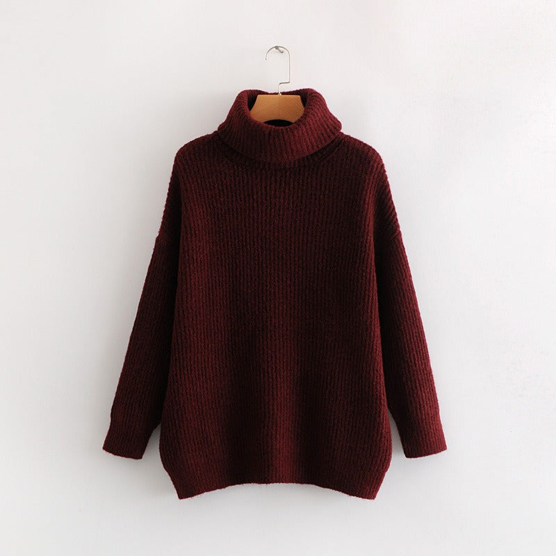 Pre Order: Turtle Neck Solid Knitted Long Sleeves Dress Sweater