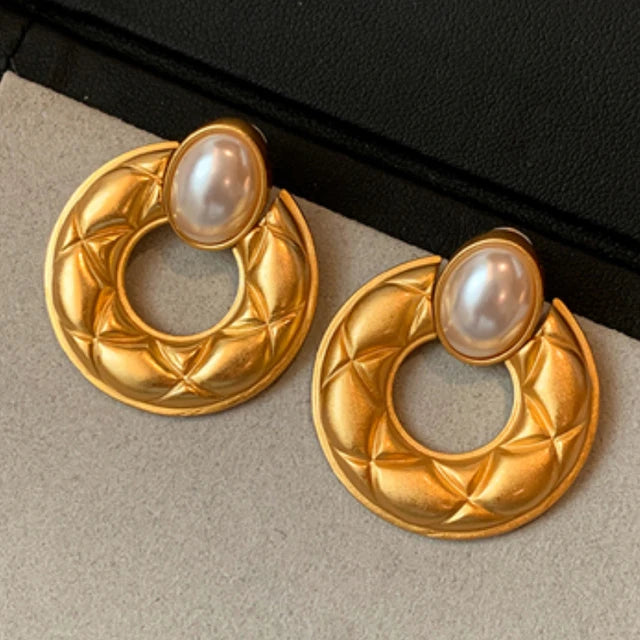 Pre Order:  Faux Pearls Gold Plated Earrings