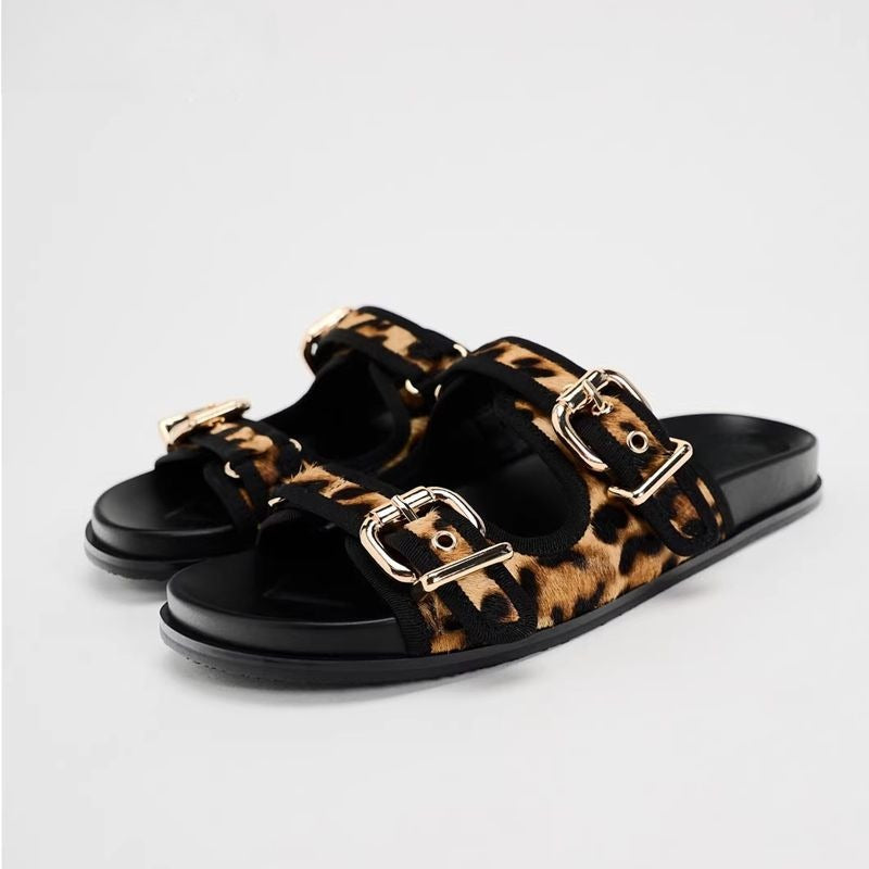 Pre Order:  Leopard Print Round Toe Slippers