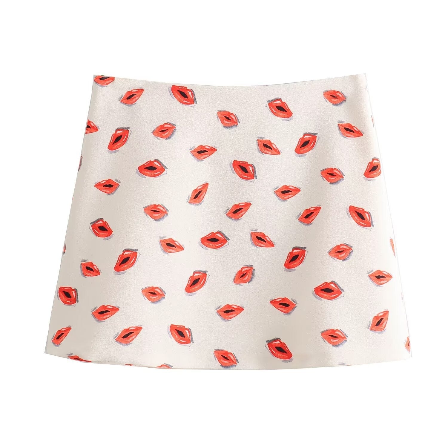 Pre Order:  Casual Lips Print Long Sleeve Shirt + Mini Skirt