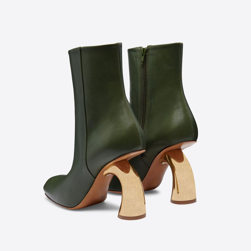 Sculptured Heel Ankle Boots