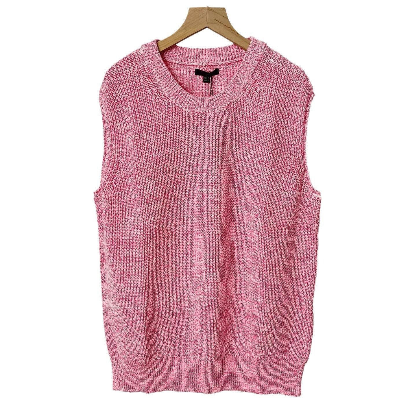 Pre Order:  Round Neck Solid Knitted Ribbed Vest