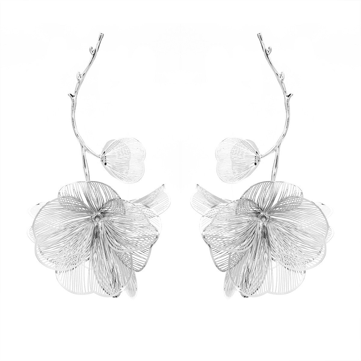 Pre Order:  Exaggerated Metal Flower Earrings