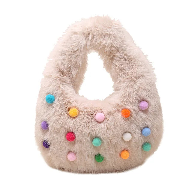 Pre Order:  Multicolor Fur Balls Cloud Bag