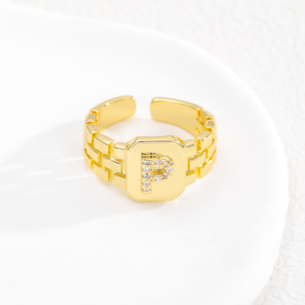 Pre Order:  Letter Series Strap Design Open Ring