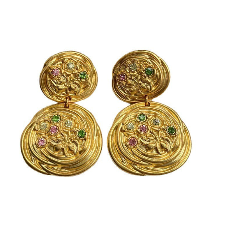 Pre Order:  Antique Flower Embossed Earrings