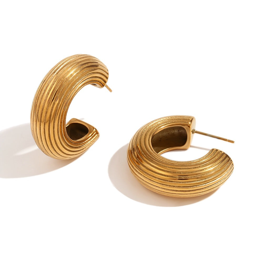 Pre Order:  Exaggerated Retro Brushed C-Shaped Earrings