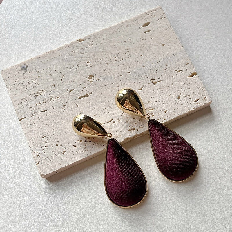 Pre Order:  Retro Velvet Water Droplet Exaggerated Earrings