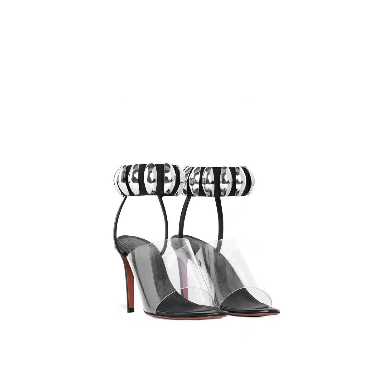 Pre Order:  Round Toe Metal Buckle Transparent PVC Open Toe Sandals