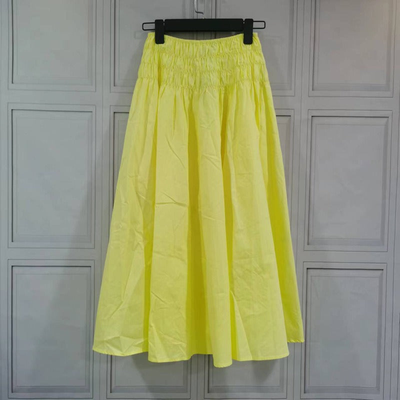 Pre Order:  Yellow Pleated Cropped Top + A-Line Pleated Skirt Set