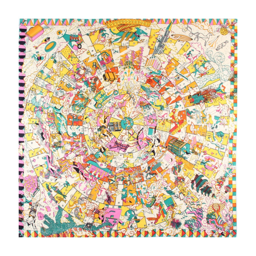 Pre Order:  Twill Silk Playground Printed Square Scarf