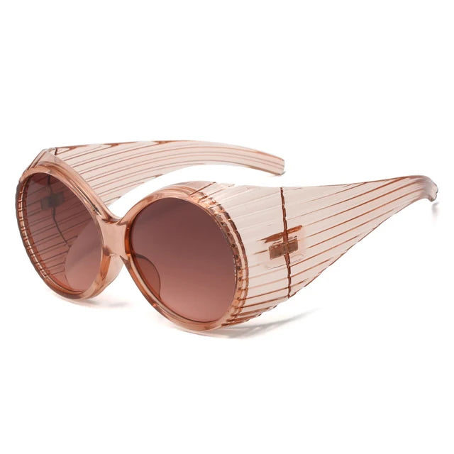 Pre Order:  Oversized Striped Texture Temples Sunglasses