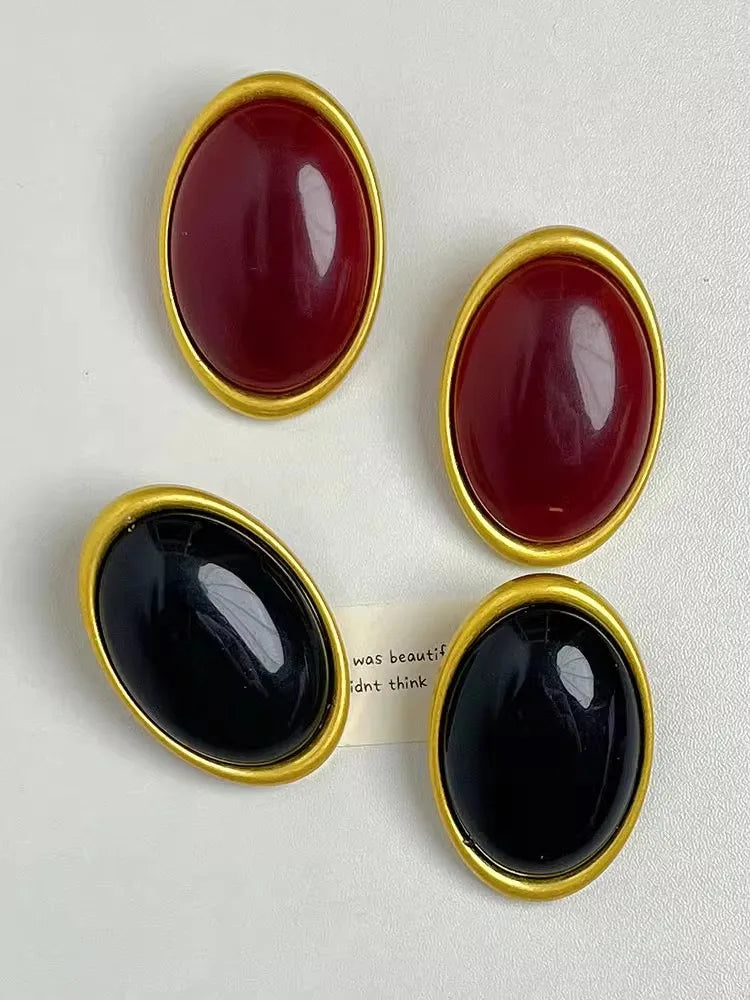 Pre Order:  Framed Oval Resin Large Earrings