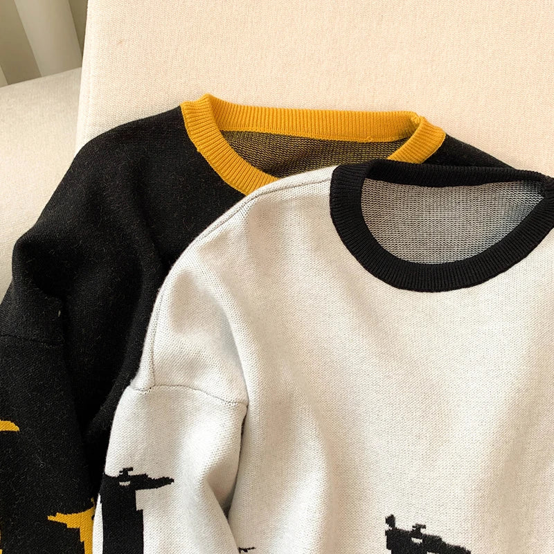 Pre Order:  Giraffes Contrast Knitted Sweater