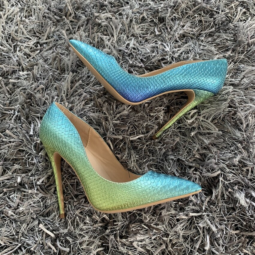 Pre Order:  High Stiletto Snake Pattern Pointed Toe Pumps