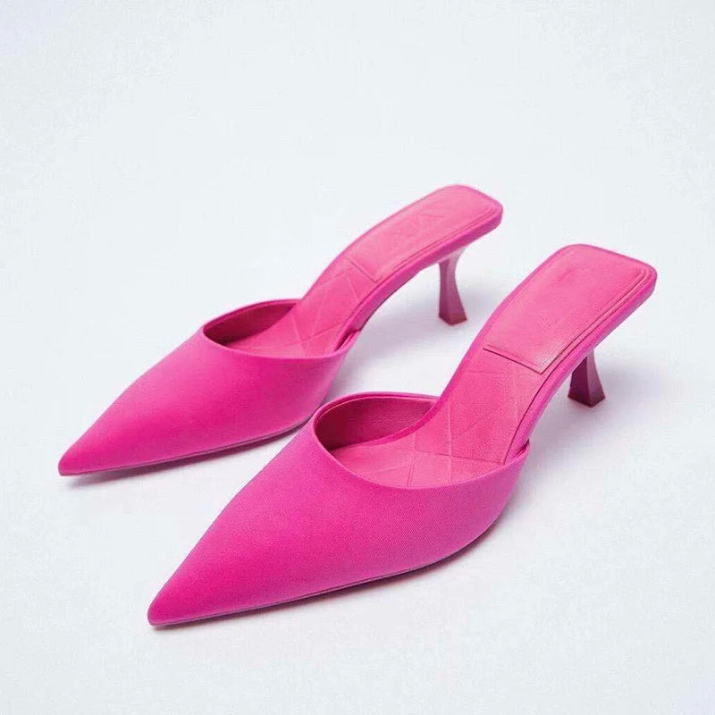 Pink Slip-On Mule Pointed-Toe Sandals