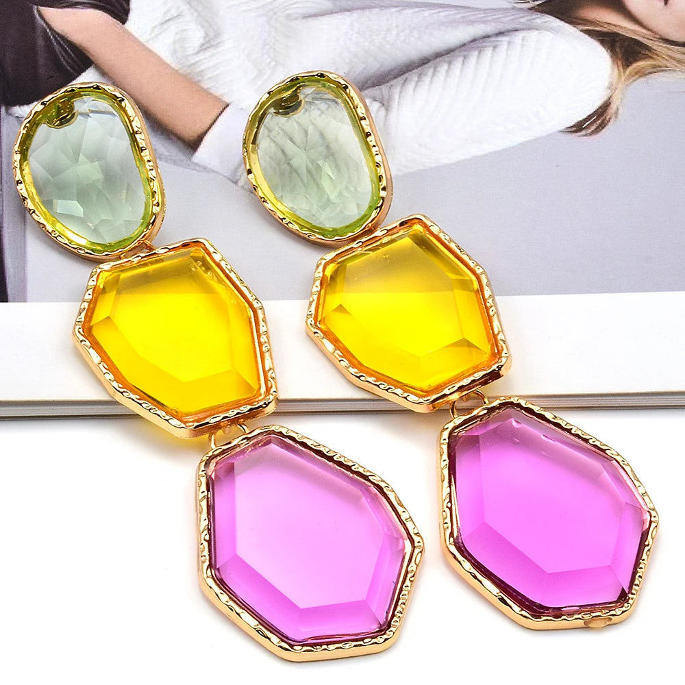 Pre Order:  Clear Colored Resin Dangle Earrings