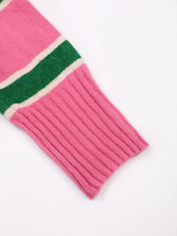 Pre Order:  Pink Striped Big Knitted Sweater