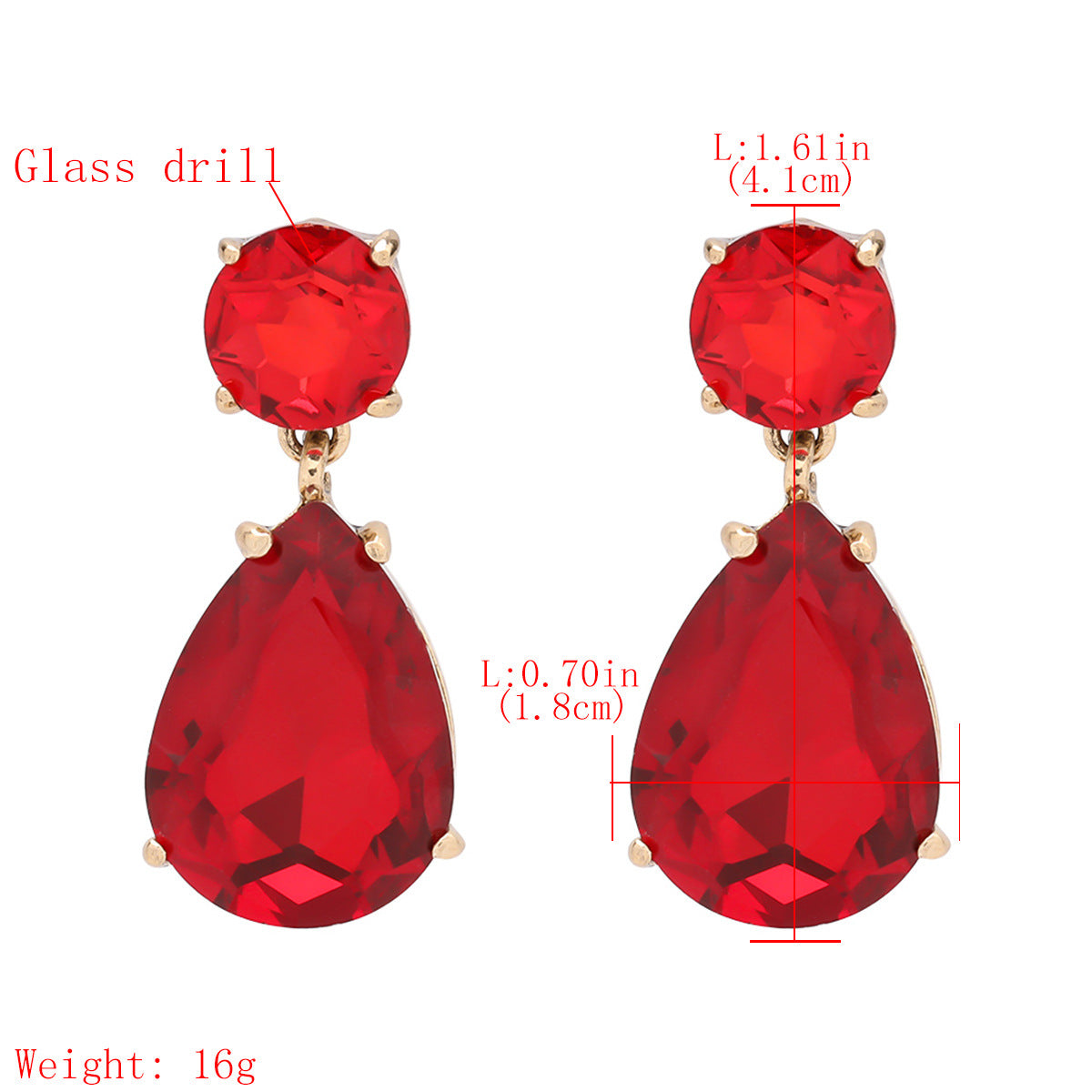 Pre Order:  Glass Water Drop Alloy Earrings