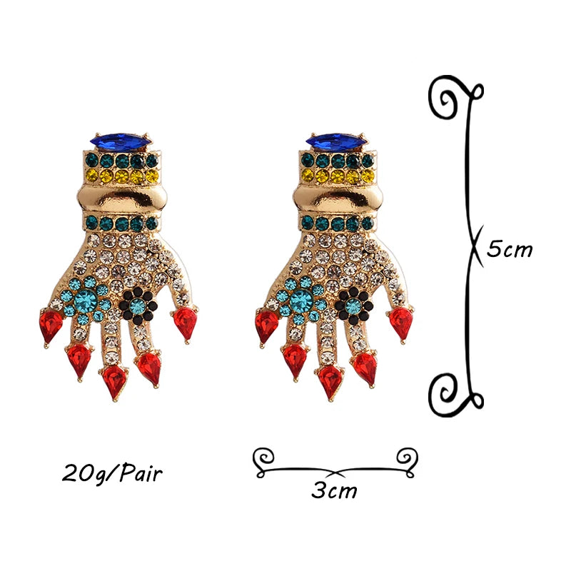 Pre Order:  Rhinestones Hands Floral Earrings