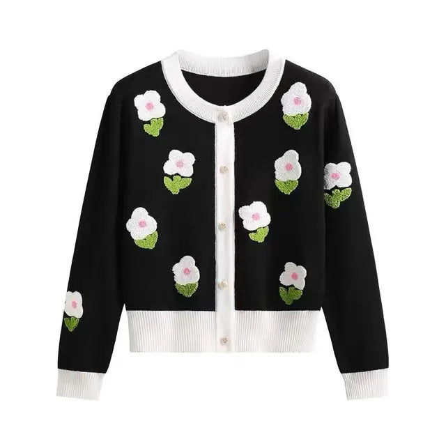 Pre Order:  Vintage Flower Knitted Cardigan