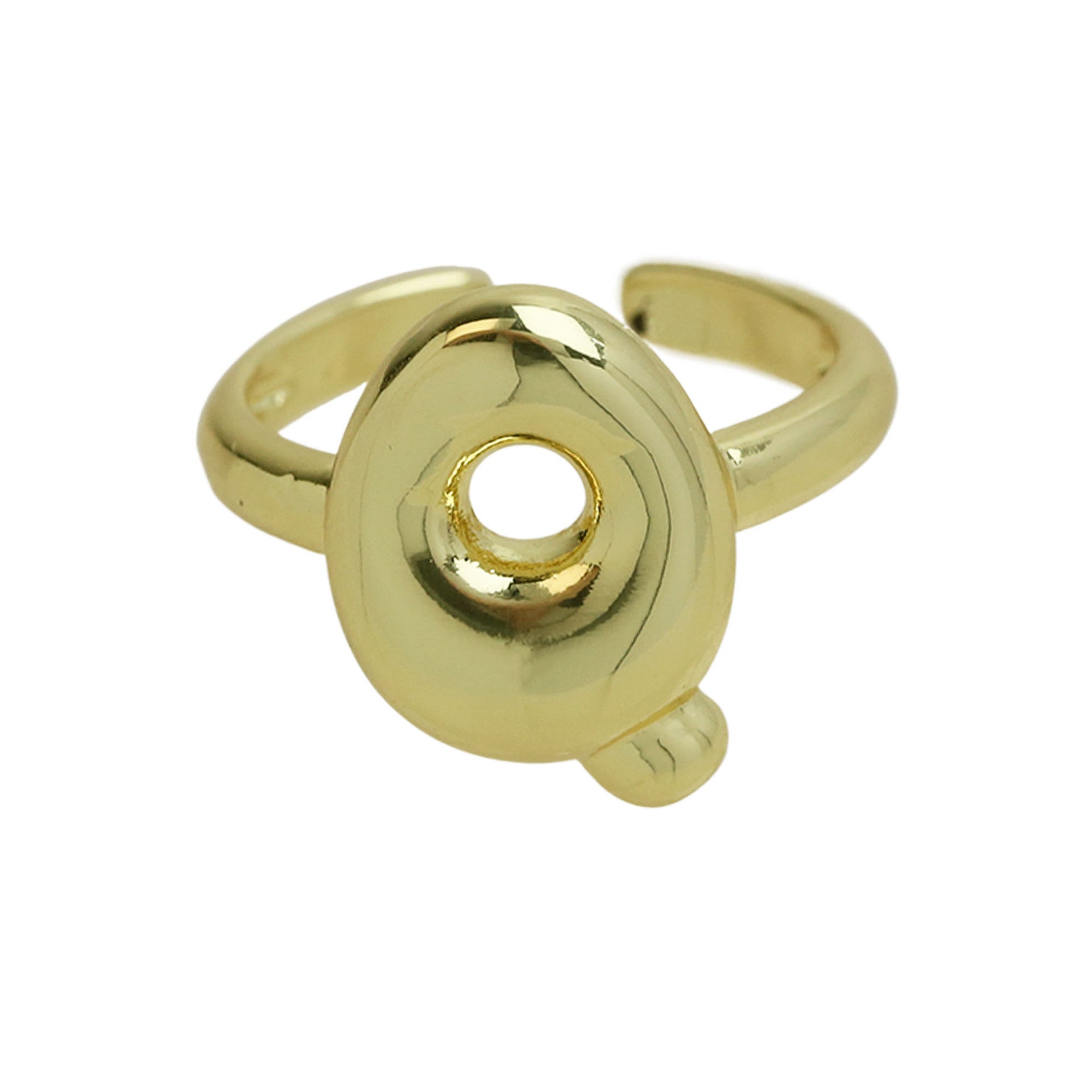 Pre Order: Golden Smooth Bubble Balloon Chubby Alphabet Ring