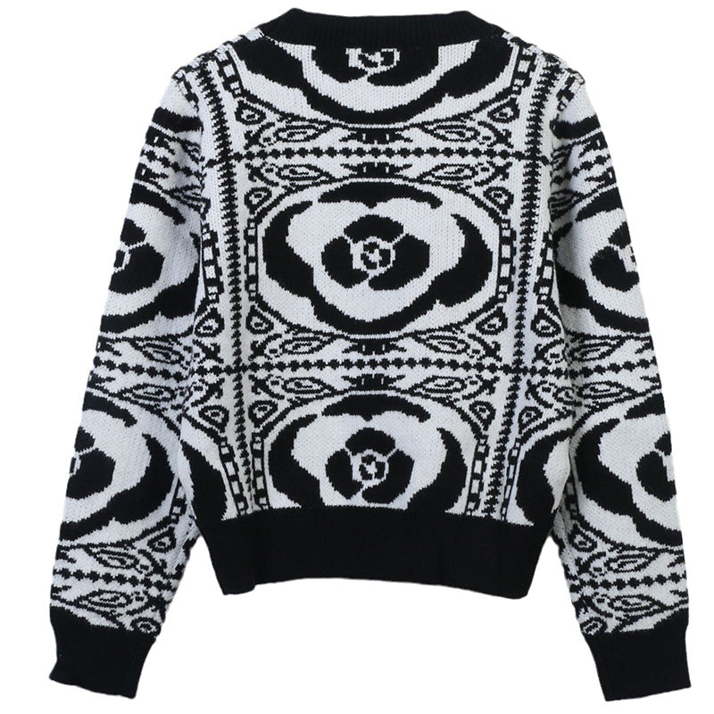 Pre Order: Jacquard Nail Drill Loose Retro Knitted Sweater