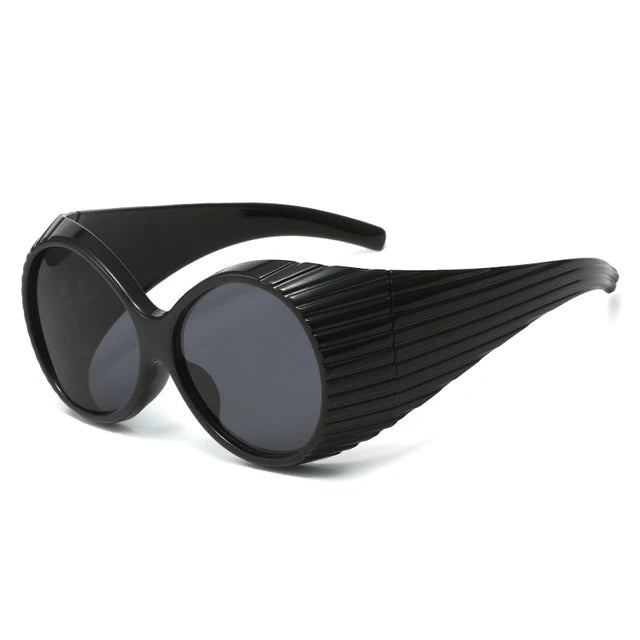 Pre Order:  Oversized Striped Texture Temples Sunglasses