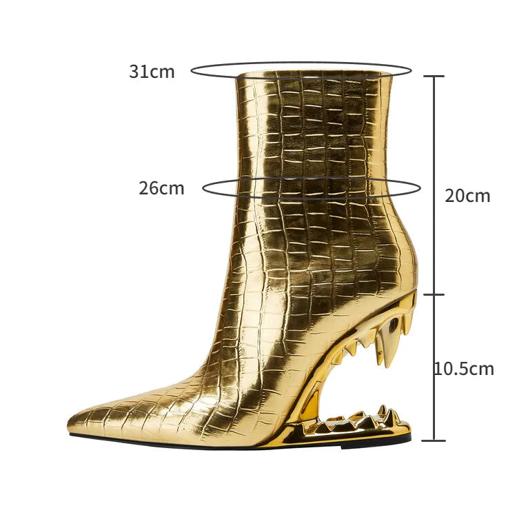 Gold Tiger Fangs Short Boots