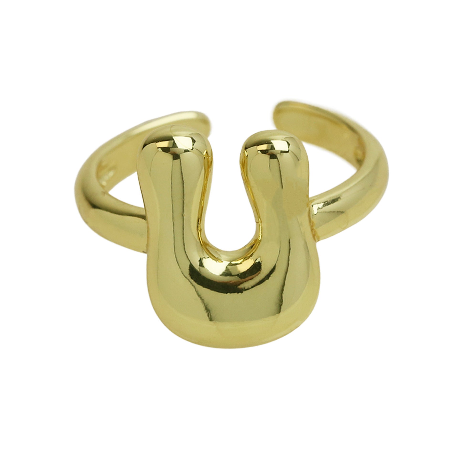 Pre Order: Golden Smooth Bubble Balloon Chubby Alphabet Ring