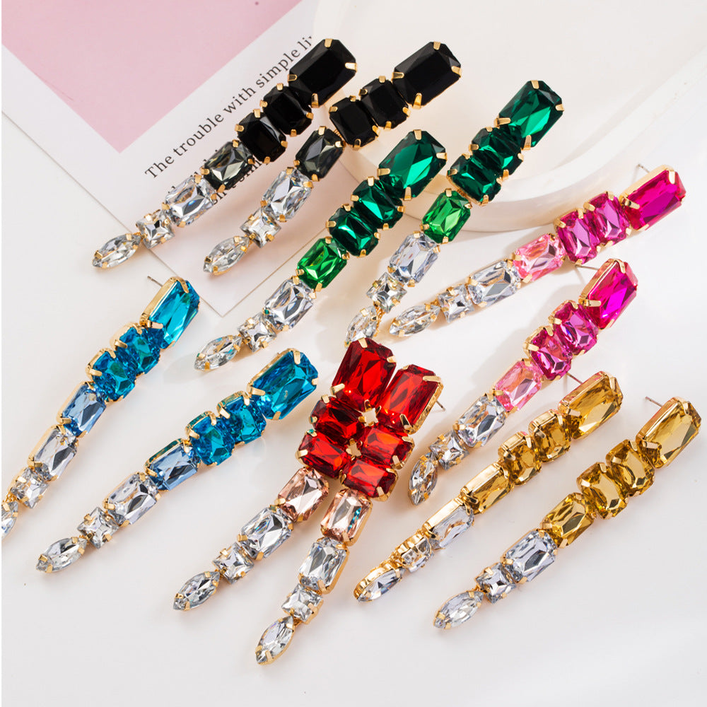 Pre Order:  Colored Diamond Multi-Layer Tassel Earrings