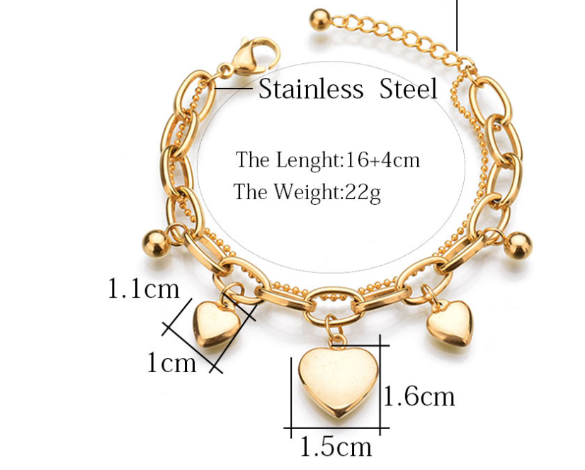 Pre Order:  Heart Charms Double Bracelet