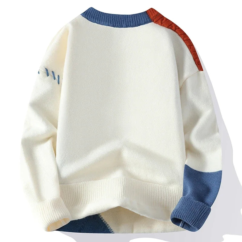 Pre Order:  Color Block Round Neck Casual Knitted Sweater