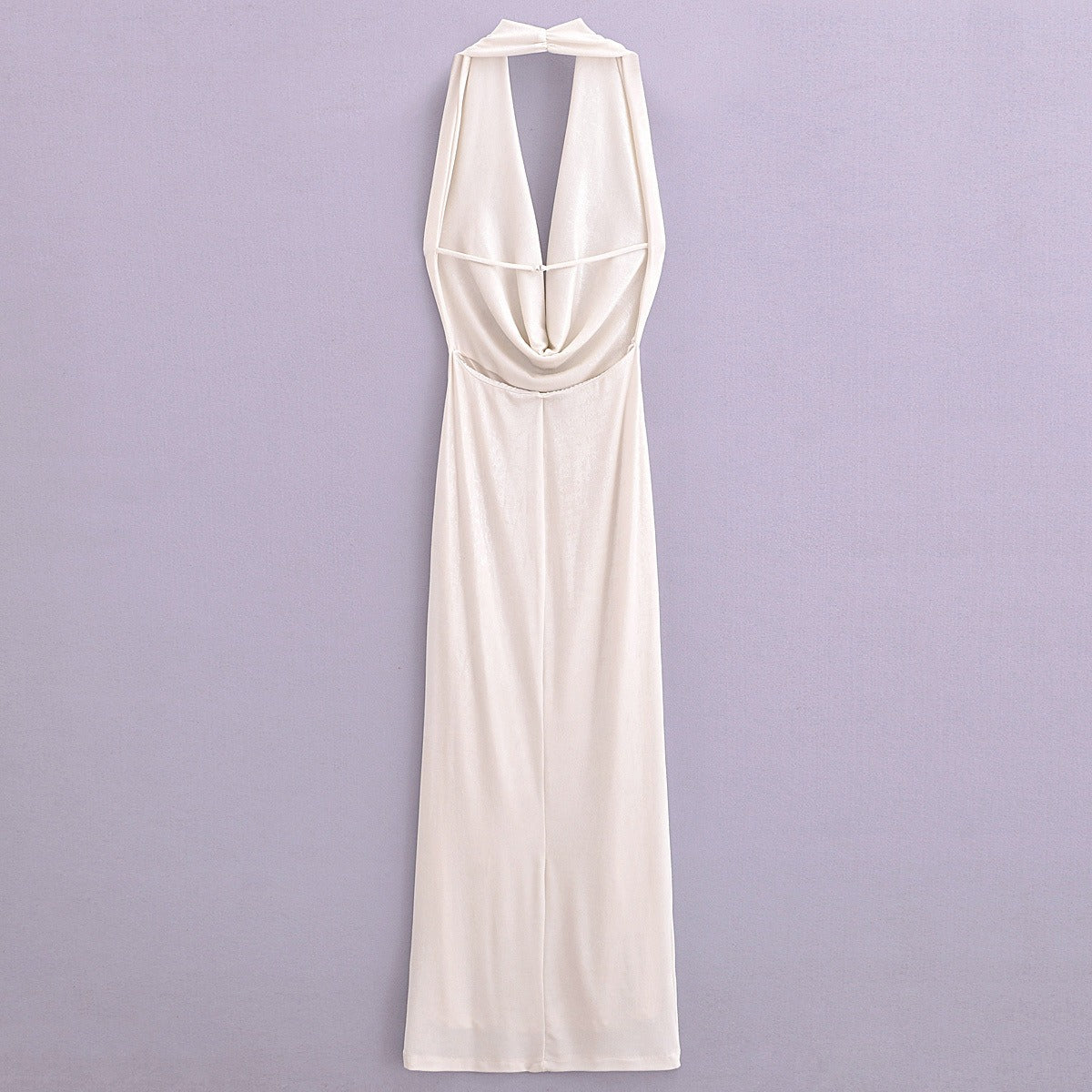 Pre Order:  Pleated Hanging Neck Backless Long Dress