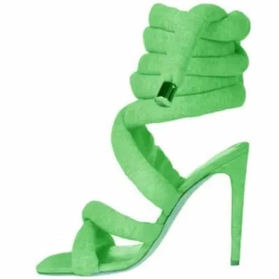 Pre Order:  Oversized Shoelace Strap High Sandals