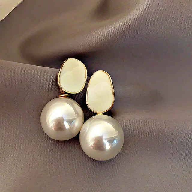 Pre Order:  Enamel Faux Pearls Drop Earrings