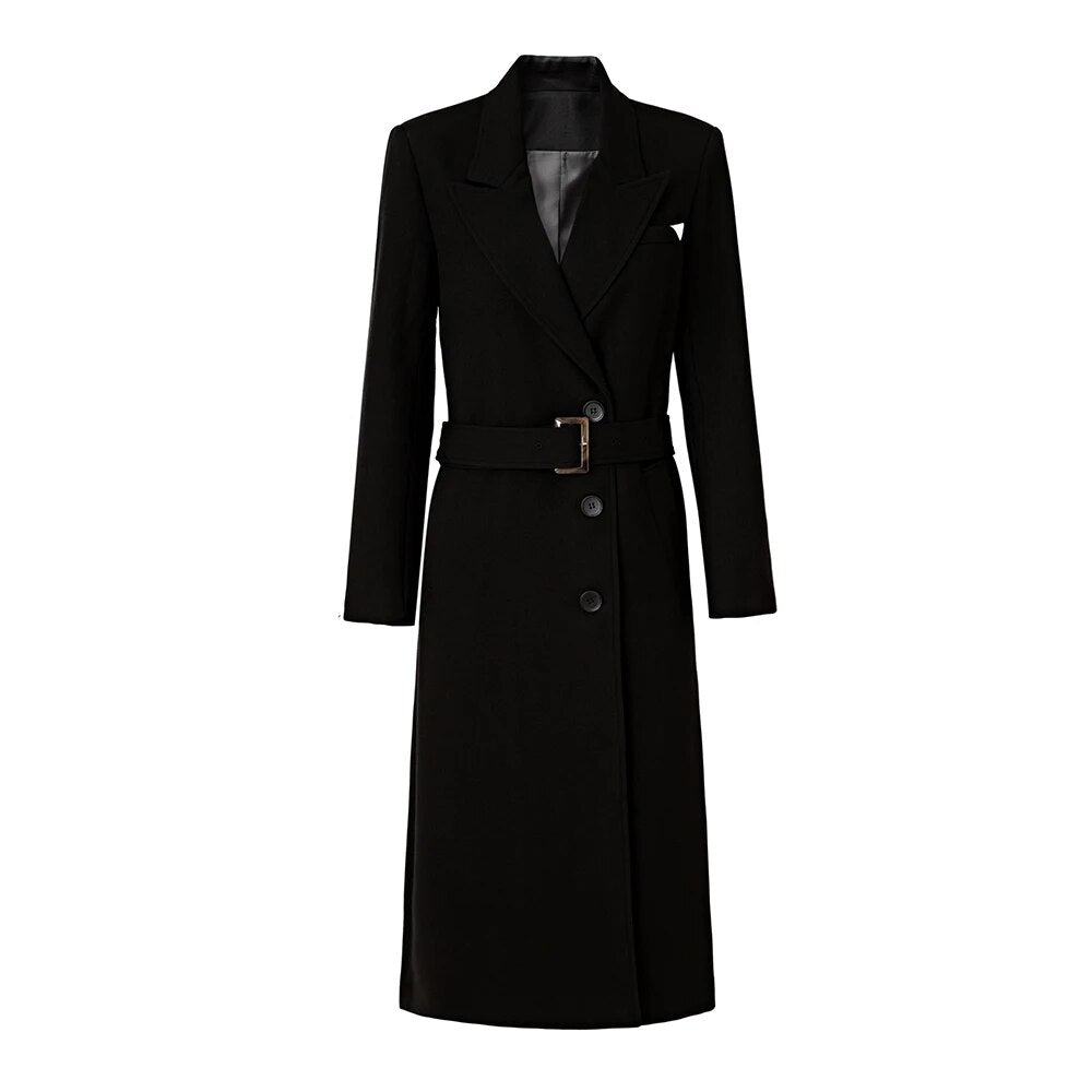 Pre Order: Warm Woolen Solid Long Coat