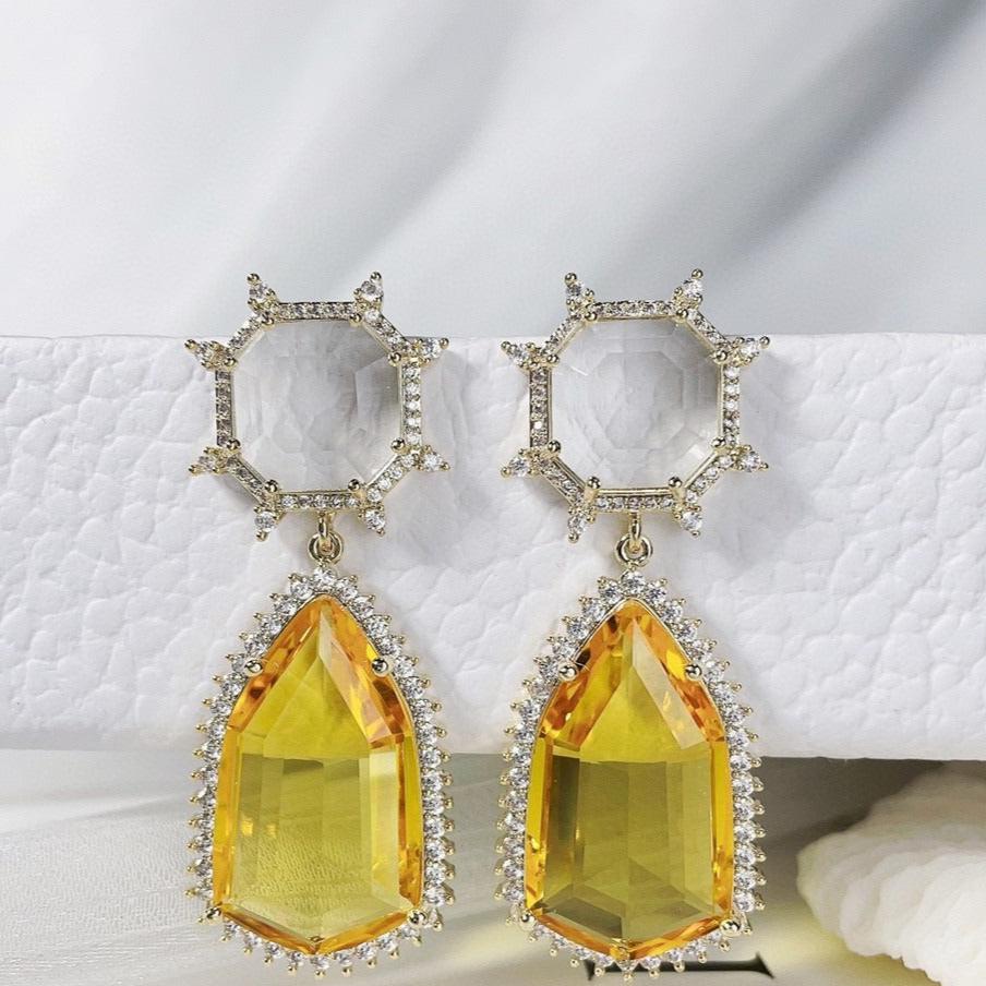 Pre Order: Geometric Teardrop Zircon Earrings