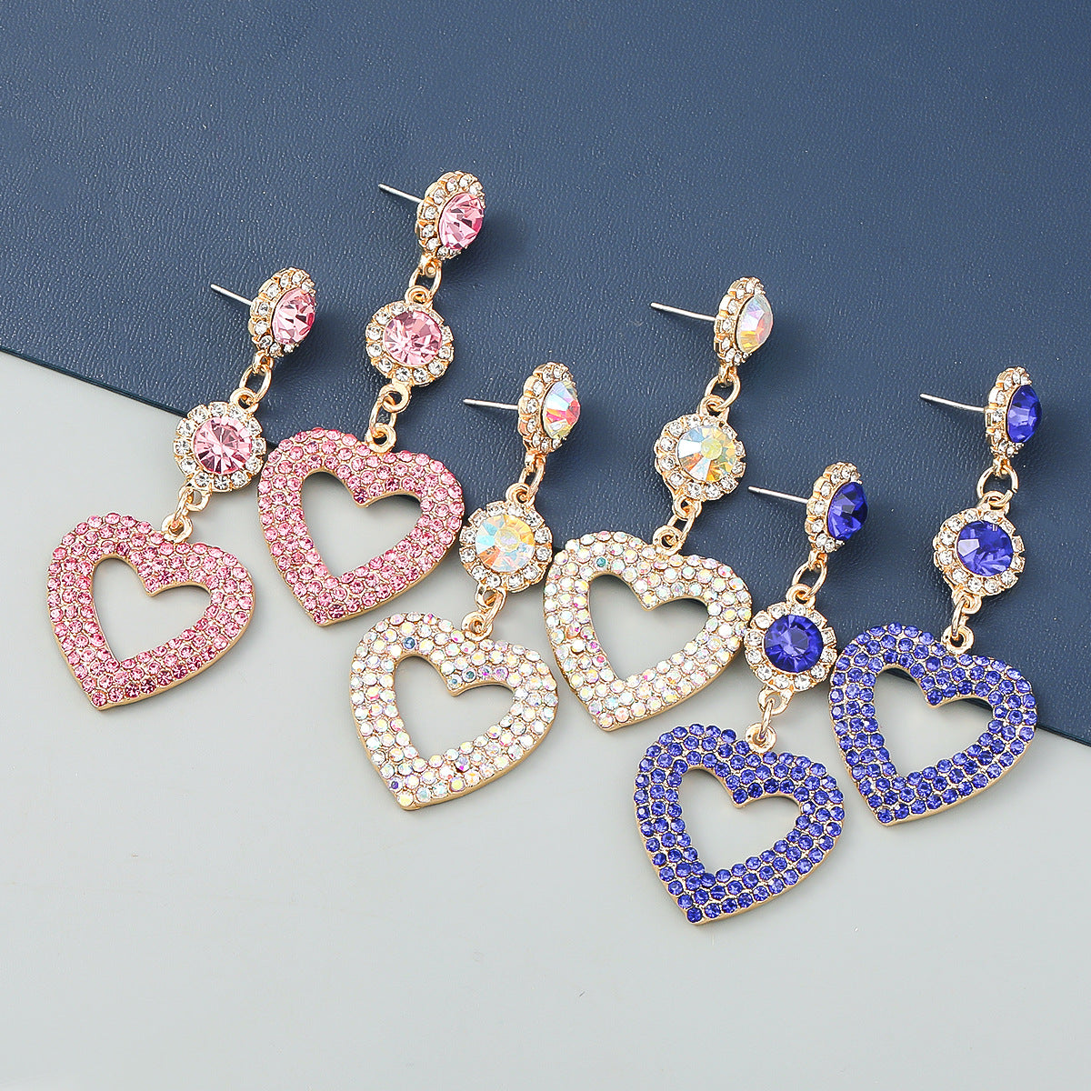 Pre Order:  Tassel Hearts Rhinestones Dangle Earrings