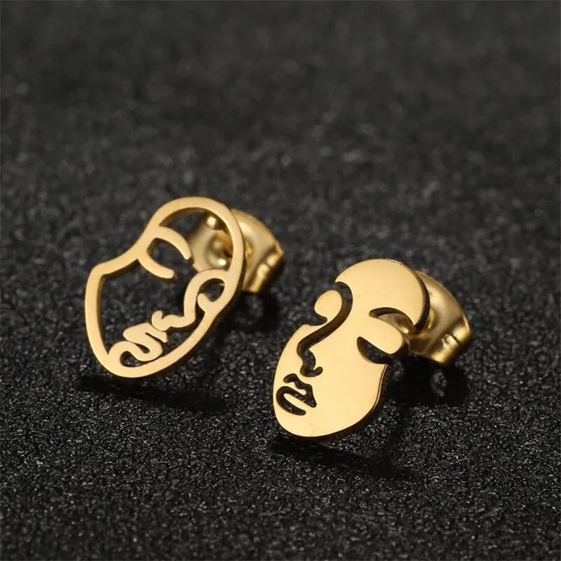 Pre Order:  Girl Face Abstract Stud Earrings