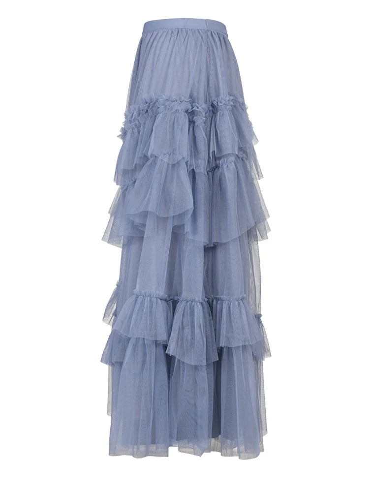 Pre Order:  Tiered Ruffles Tulle Midi Skirt