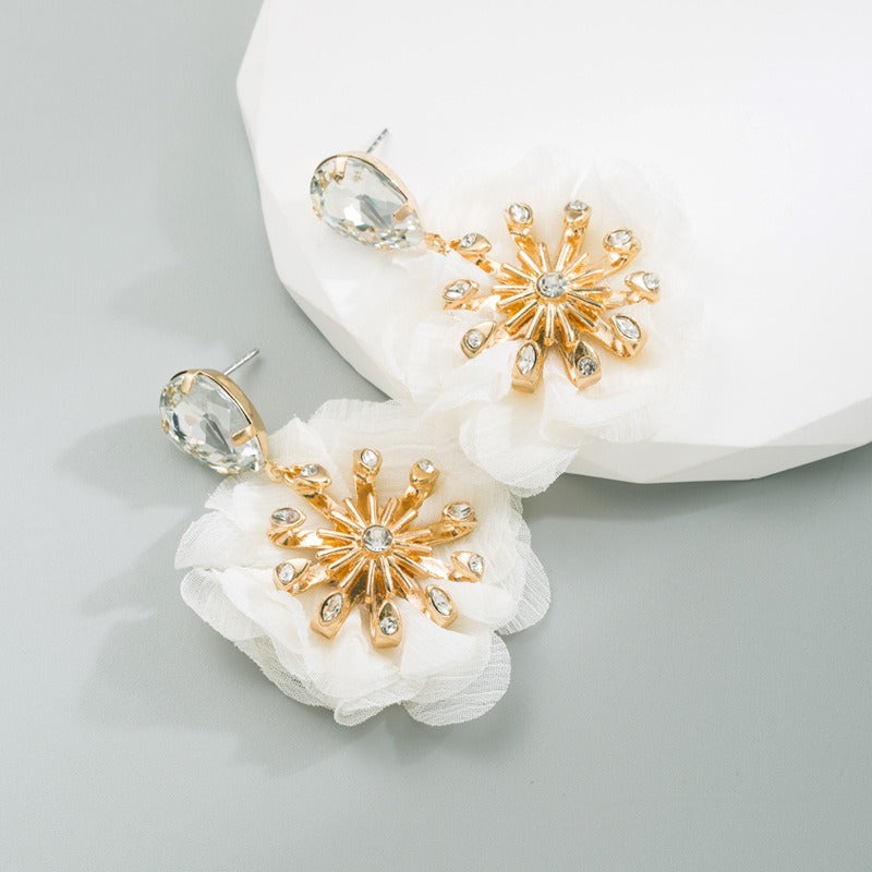 Pre Order:  Alloy Diamond Inlaid Flower Earrings