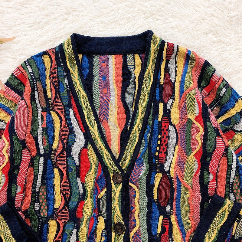 Multicolor Oil Painting Graffiti Cardigan