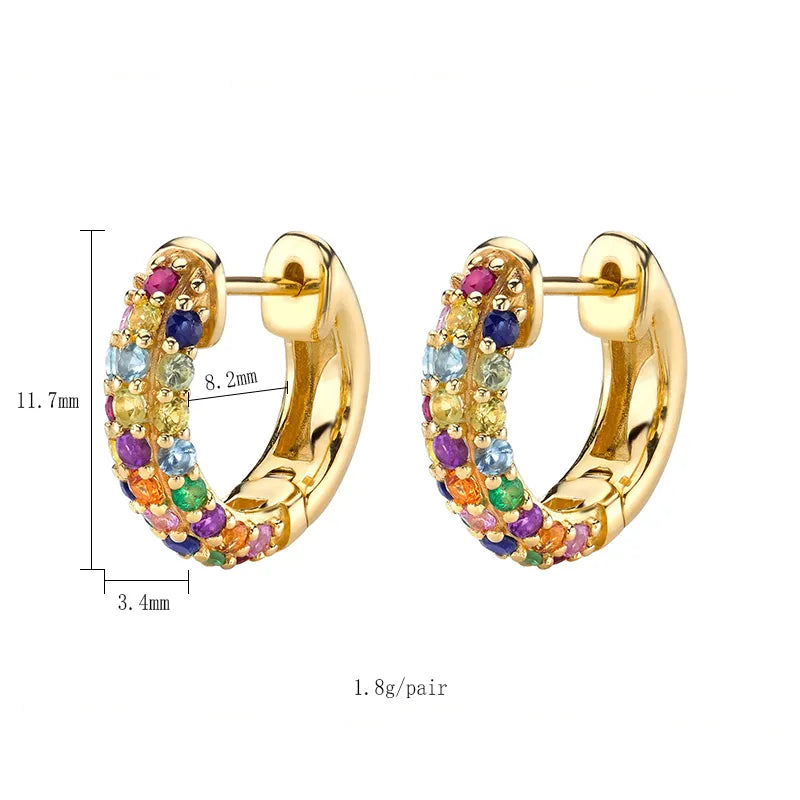 Pre Order:  Multicolor Stones Huggie Copper Earrings