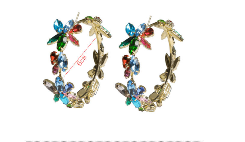 Pre Order:  Exaggerated Rhinestone Flowers Hoop Earrings